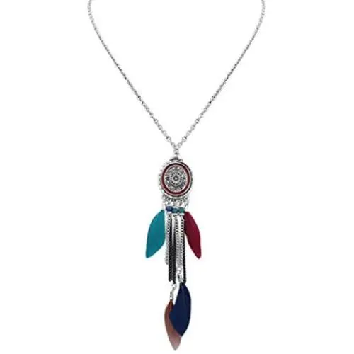 YAZILIND Bohemian Retro Alloy Feather Tassel Pendant Necklace Women Girls Sweater Chain Birthday Jewelry Gift YAZILIND Bohemian Retro Alloy Feather Tassel Pendant Necklace Women Girls Sweater Chain Birthday Jewelry Gift