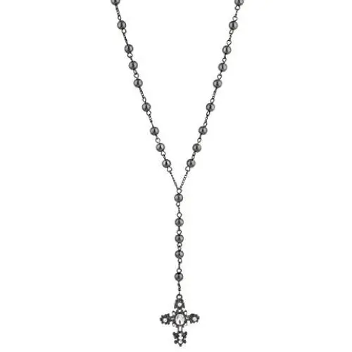 LUX ACCESSORIES Crystal Black Rosary Catholic Rhinestone Long Cross Beads Chain Necklace LUX ACCESSORIES Crystal Black Rosary Catholic Rhinestone Long Cross Beads Chain Necklace
