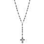 LUX ACCESSORIES Crystal Black Rosary Catholic Rhinestone Long Cross Beads Chain Necklace