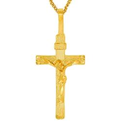 Lifetime Jewelry INRI Crucifix 24k Gold Plated Cross Necklace for Women & Men