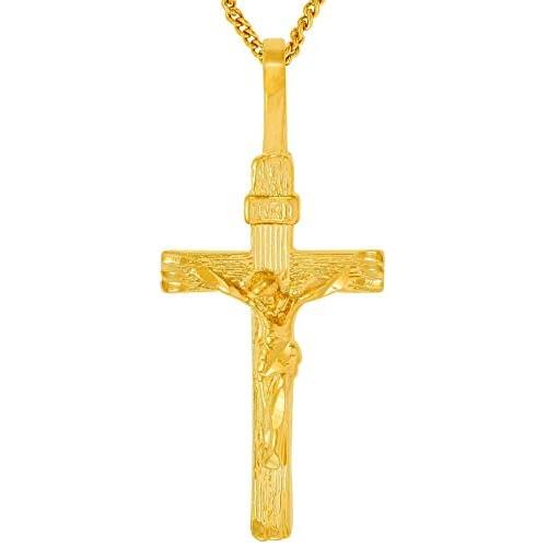 Lifetime Jewelry INRI Crucifix 24k Gold Plated Cross Necklace for Women & Men