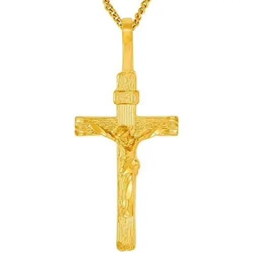Lifetime Jewelry INRI Crucifix 24k Gold Plated Cross Necklace for Women & Men Lifetime Jewelry INRI Crucifix 24k Gold Plated Cross Necklace for Women & Men