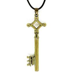 HEN-NIGHT Attack on Titan Eren Jaeger Key Pendant Necklace Gold Metal Black Leather Attack on Titan Shingeki No Kyojin Erens Key Necklace