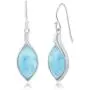 Marquise-Shaped Caribbean Natural Larimar Gemstone Sterling Silver Dangling Earrings Jewelry for Women or Teens Marquise-Shaped Caribbean Natural Larimar Gemstone Sterling Silver Dangling Earrings Jewelry for Women or Teens