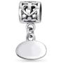 Personalize Oval Engravable Graduate Graduation Words Honor Student Dangle Bead Charm For Women Teen Oxidized .925 Sterling Silver Fits European Bracelet