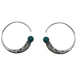 CANEER Turquoise Earrings, Vintage Punk Embossed Earring Statement Fashion Gift Hoop Boho Jewelry for Women