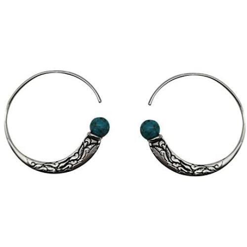 CANEER Turquoise Earrings, Vintage Punk Embossed Earring Statement Fashion Gift Hoop Boho Jewelry for Women