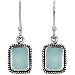 YoTreasure Aqua Chalcedony Solid 925 Sterling Silver Dangle Earrings Jewelry