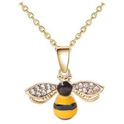 AILUOR Crystal Bumblebee Pendant Necklace, Cute Yellow Enamel Bee Drop Earrings Lovely Honey-Bee Animal Earrings Necklace Insect Dangle Drop Earrings Women Teen Girls Jewelry Sets