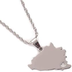 Silver Stainless Steel Bosnia and Herzegovina Map Pendant Necklaces Bosnian Maps Jewelry