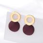 Viennois Round Curved Dangle Earrings with Matte Paint Discs for Women Jewelry Gift