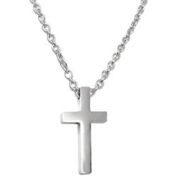 Loralyn Designs Small Mens Simple Stainless Cross Pendant Necklace 18, 20, 22, 24 or 30 Inch Chain