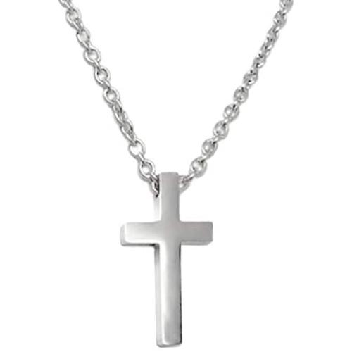 Loralyn Designs Small Mens Simple Stainless Cross Pendant Necklace 18, 20, 22, 24 or 30 Inch Chain