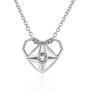 Lanqueen Heart Pendant Necklace for Girls Silver Cubic Zirconia Love Heart-Shape Compass Dainty Jewelry for Women
