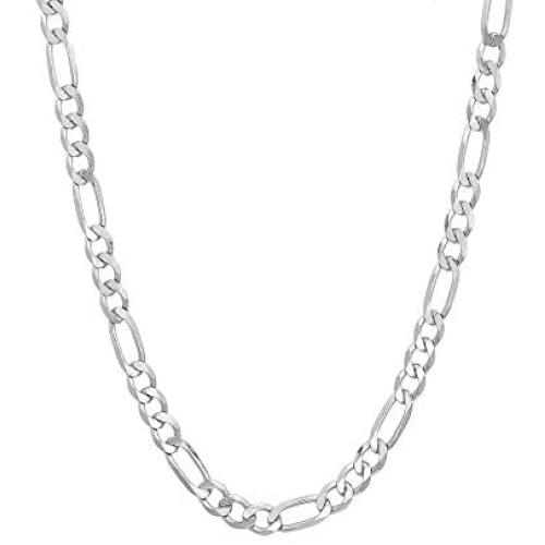Verona Jewelers 925 Sterling Silver 5.5MM Mens Figaro Link Chain Necklace - Silver Figaro Link Necklace for Men, Sterling Silver Mens Necklace 20-30 (30)
