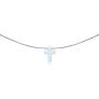 GemStar USA Sterling Silver Synthetic Opal Cross Small Dainty Choker Necklace
