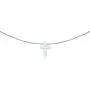 GemStar USA Sterling Silver Synthetic Opal Cross Small Dainty Choker Necklace GemStar USA Sterling Silver Synthetic Opal Cross Small Dainty Choker Necklace