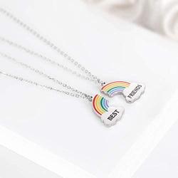 2 Pcs Rainbow Cloud Pendant Necklaces BFF Friendship Jewelry Gifts for Girls