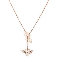 Winssi 18K Gold 316L Stainless Steel Bee Honeycomb Necklace Adjustable Y Lariat Necklace for Women
