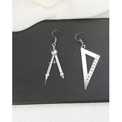 YINLIN Creative Asymmetrical Math Compass Ruler Dangle Earring For Students Jewelry