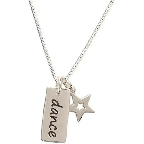 Girls Sterling Silver''Dance'' Pendant Necklace with Charms