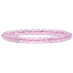 Amandastone Gem Semi Precious 6mm Round Beads Rock Crystal Jasper Stretch Bracelet 7 Inch