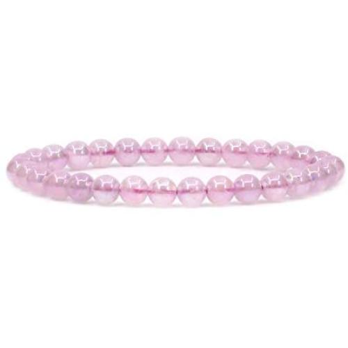 Amandastone Gem Semi Precious 6mm Round Beads Rock Crystal Jasper Stretch Bracelet 7 Inch