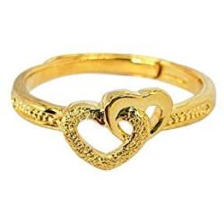 Ladies Double Heart Ring 14k Gold Plated Adjustable Personalized Wedding Engagement Promise Engraved Love Fashion Jewelry Fine Ring