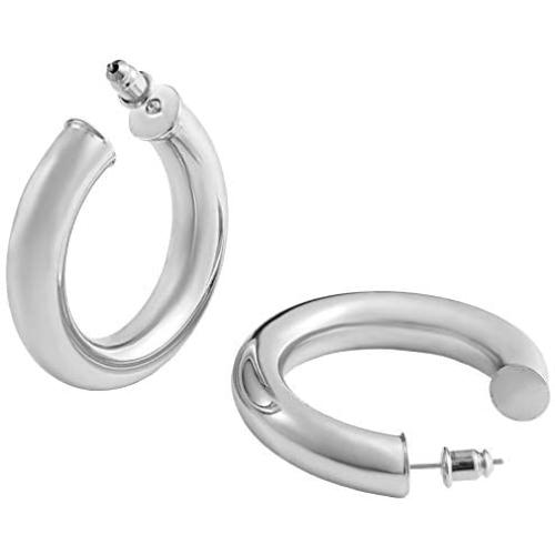 Urboon Chunky Hoop Earrings for Women, Lightweight open Hoops for Girls 14k gold plated 5mm Thick Hypoallergenic Loop Earrings.