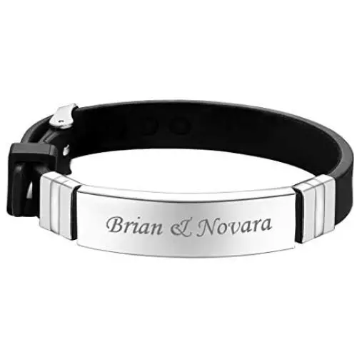 U7 Men Women Customized ID Bracelet Official or Sport Wristband Braided Leather or Waterproof Silicone Identification Bracelets Bangle,Length 16-20CM U7 Men Women Customized ID Bracelet Official or Sport Wristband Braided Leather or Waterproof Silicone Identification Bracelets Bangle,Length 16-20CM