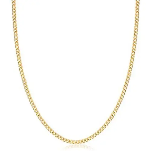 Womens Gold Chain Necklace | Barzel 18K Gold Plated Curb / Cuban Link Gold Chain Necklace 2MM, 3MM, 4MM, 5MM For Women or Men - Made In Brazil