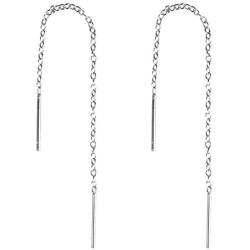 Exquisite Wire Threader Dangle Earrings Curve Twist Shape 18k White Gold Plated Jewelry for Women