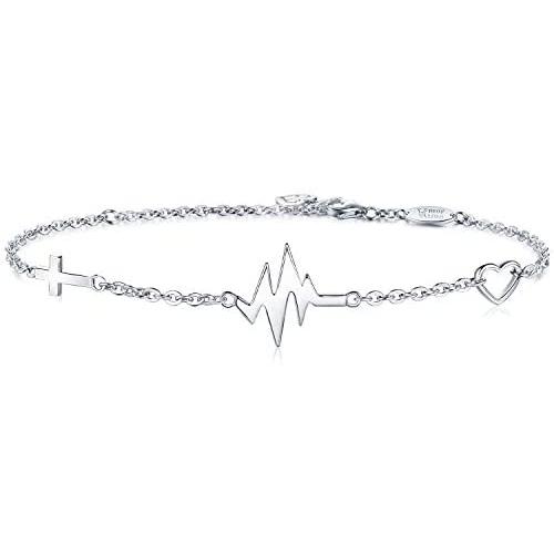 AmorAime 925 Sterling Silver Cross Bracelet for Women Dainty Religious Bracelet Christian Believe Faith Bracelet CZ Adjustable Girls Jewelry for Christmas or Birthday