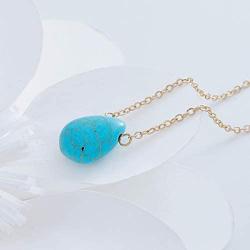 CanB Turquoise Long Necklace Tiny Turquoise Necklace Turquoise Drop Necklace Dainty Necklace Jewelry for Women Girls (Gold)