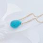 CanB Turquoise Long Necklace Tiny Turquoise Necklace Turquoise Drop Necklace Dainty Necklace Jewelry for Women Girls (Gold)