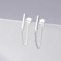 Cinlan Simple Chain 925 Sterling Silver Dangle Earrings Jewelry Minimalist Asymmetric earrings