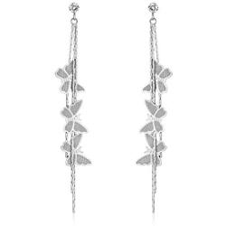 Orris Stainless Steel Long Thick Tassel Butterfly Design Dangle Drop Earrings for Women Girls