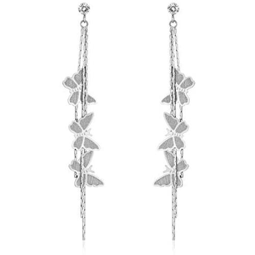 Orris Stainless Steel Long Thick Tassel Butterfly Design Dangle Drop Earrings for Women Girls