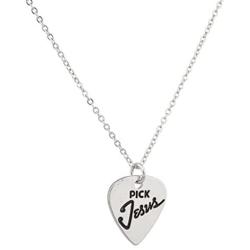 Lux Accessories Guitar Pick Jesus Christ Inspiration Pendant Necklace
