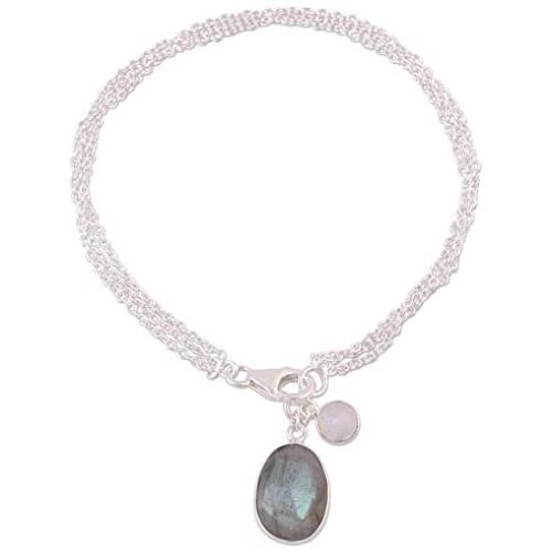 NOVICA Labradorite .925 Sterling Silver Chain Bracelet Twinkling Harmony