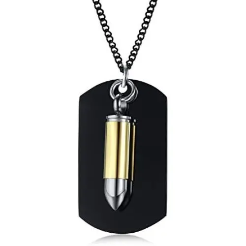 Free-Engraving Stainless Steel 2 in 1 Dog Tag Necklace Cremation Urn Bullet Pendant Necklace for Men Boys Free-Engraving Stainless Steel 2 in 1 Dog Tag Necklace Cremation Urn Bullet Pendant Necklace for Men Boys