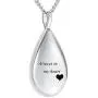 Teardrop Cremation Jewelry for Ashes Keepsake Pendant Holder Ashes for Pet Human Stainless Steel Memorial Urn Necklace