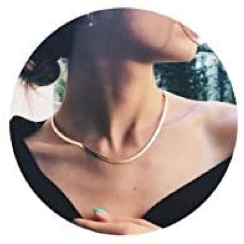 Tewiky 14k Gold Plated/Silver Flat Snake Necklace Punk Flexible Herringbone Chain Choker Dainty Jewelry Necklace for Women Girls 1.5/5MM(W) 14''/16''(L)