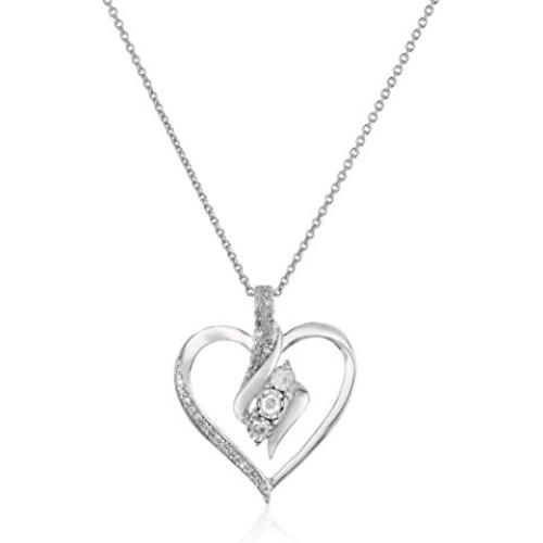 Amazon Collection Diamond 3 Stone Pendant Necklace (1/4 cttw), 18''