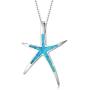Cuoka Starfish Necklace, 925 Sterling Silver with Opal, Hawaiian Beach Nautical Ocean Pendant, Starfish Jewelry Opal Jewelry Valentine Gifts for Women Girlfriend Daughter