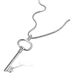 Dankadi Classic Female Original Silver Necklace 925 Silver Key Pendant Necklace Minimalism 45-60cm Snake Chain Jewelry Lobster clamp Clasp