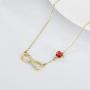 Yafeeso 14K Gold Infinity Necklace, Solid Infinity Love Heart Pendant Necklace with Red Cubic Zirconia Jewelry Gifts for Her, Women, 16+2 Inch
