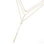 Chargances Women Y Lariat Necklace Bar Pendant Choker Necklace Bohemia Three Layered Necklace Multi layer Chain Delicate Women Y Necklaces for Women Long Choker Jewelry for Women and Girls (gold)