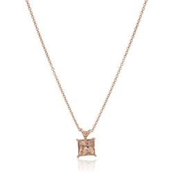 Platinum or Gold Plated Sterling Silver Princess-Cut Swarovski Topaz Gemstone Pendant Necklace