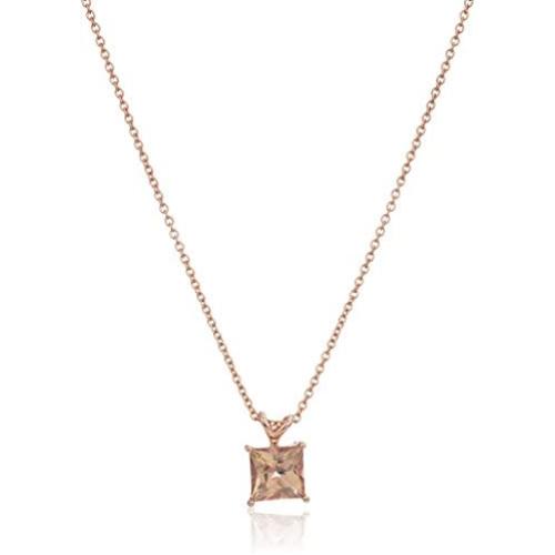 Platinum or Gold Plated Sterling Silver Princess-Cut Swarovski Topaz Gemstone Pendant Necklace